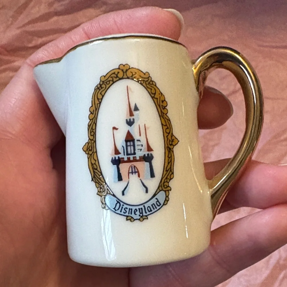 Disneyland Gold-Trim Mini Pitcher Salt and Pepper Shaker Set Vintage